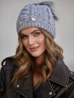 Dark gray winter cap with pompom