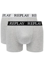 Replay Boxer Boxer Style 01/C Basic Cuff Logo 2Pcs Box - Medium Grey Mel/White - Men's