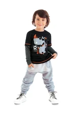 Denokids Rhino Boy Black T-shirt Sweatpants Set