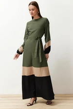 Trendyol Khaki Color Block Woven Dress