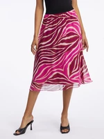 Pink and burgundy women's patterned midi skirt ORSAY