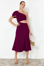 Trendyol Woven Elegant Evening Dress with Plum Bow Window/Cut Out Detail