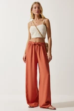 Happiness İstanbul Women's Peach Summer Viscose Palazzo Trousers