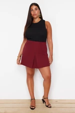 Trendyol Curve Burgundy Woven Shorts Skirt