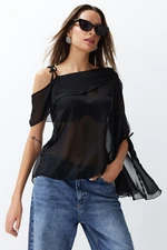 Trendyol Black Sheer Chiffon Blouse