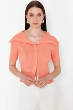 Trendyol Light Orange Turn-down Collar Knitwear Cardigan