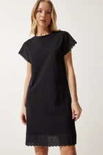 Happiness İstanbul Women's Black Scalloped Knitted Dress