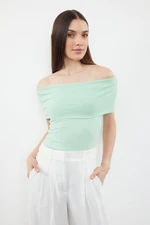 Trendyol Mint Carmen Collar Fitted Knitted Madonna Collar Blouse