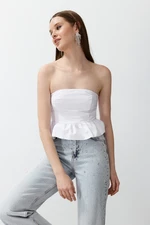 Trendyol White Crop Flounce Woven Poplin Bustier