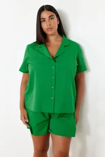 Trendyol Curve Green Shirt Collar Woven Pajama Set