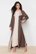 Trendyol Brown Stone Color Block Long Aerobin Woven Cap & Abaya & Abaya