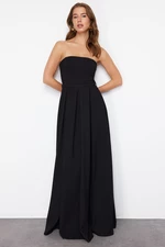 Trendyol Black A-Cut Strapless Woven Long Evening Dress