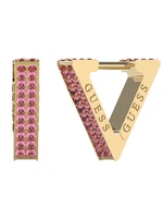 Guess Pozlátené trojuholníkové náušnice Crazy Earrings JUBE03306JWYGFCT/U