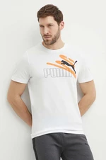 Bavlněné tričko Puma bílá barva, s potiskem, 678988