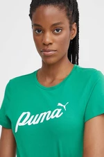 Bavlněné tričko Puma zelená barva, 679315