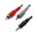 Kábel AQ Audio 3,5 mm na 2x RCA konektor, M/M, 1,2 m (xaqca42012) čierna farba kábel na prenos audio signálu • Jack samec 3,5 mm na jednej strane a 2×