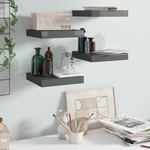 Floating Wall Shelves 4 pcs High Gloss Gray 9.1"x9.3"x1.5" MDF