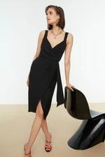 Trendyol Black Double Breasted Collar Evening Dress