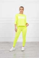 Set with yellow neon print Queen