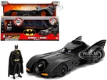 Model Kit Batmobile Matt Black with Batman Diecast Figure "Batman" (1989) Movie "Build N Collect" 1/24 Diecast Model Car by Jada