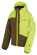 Husky Gomez Kids 122-128, br. green/dk. khaki Dětská ski bunda