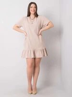 Beige dress plus sizes with frill