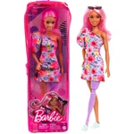 Barbie modelka - květinové šaty na jedno rameno