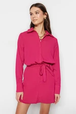 Trendyol Fuchsia Belted Mini Woven Shirt Woven Dress