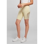 Women's high-waisted cycling shorts with lace insert, soft yellow