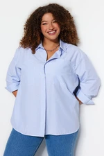 Trendyol Curve Blue Striped Poplin Shirt