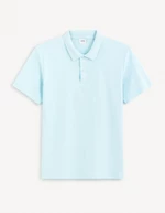 Turquoise men's basic polo shirt Celio Feflame
