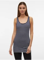 Women's White and Blue Striped Basic Tank Top Vero Moda Maxi - Women