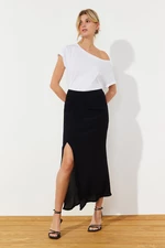 Trendyol Black Slit Detailed Fish Shape Maxi Length Woven Skirt