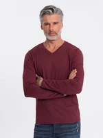 Ombre Men's unprinted longsleeve with a crew neckline - maroon