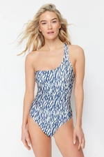 Trendyol Animal Patterned Single Shoulder Regular Swimsuit