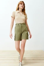 Trendyol Khaki Cargo Pocket Woven Shorts