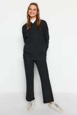 Trendyol Anthracite Hooded Camisole Sweatshirt-Trousers Knitted Two Piece Set