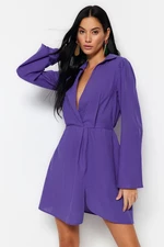 Trendyol Purple Mini szőtt 100% pamut strandruha