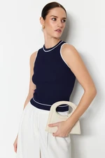 Trendyol Navy Blue Basic Color Block Knit Thin Blouse