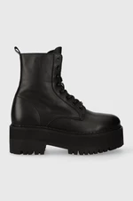 Kožené workery Tommy Jeans TJW BOOT ZIP UP dámske, čierna farba, na plochom podpätku, EN0EN02305