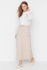 Trendyol Creamy Elastic Waist, Woven Skirt with Pocket Detail