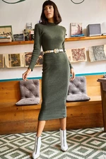Olalook női Khaki Lycra emelt hosszú Camisole ruha