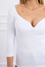 Ribbed blouse with white neckline