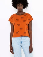 Orange patterned T-shirt CAMAIEU - Women