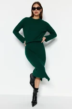 Trendyol Emerald Green Soft Textured Knitwear Bottom-Top Set