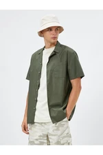 Koton Short Sleeve Shirt Turn-down Collar Pocket Detailed Cotton