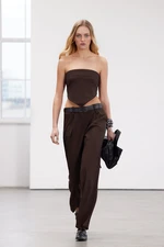 Trendyol Limited Edition Brown Wide Leg Belted Woven Trousers