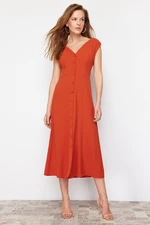 Trendyol Tile Button Sleeveless Midi Woven Shirt Dress