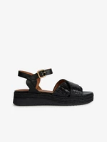 Black women's leather sandals Geox Eolie