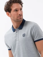 Ombre Men's polo shirt with colorful accents - gray melange